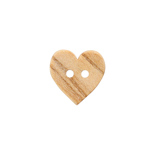 Holz Knopf 2 Loch  Ø 12 mm Herz braun