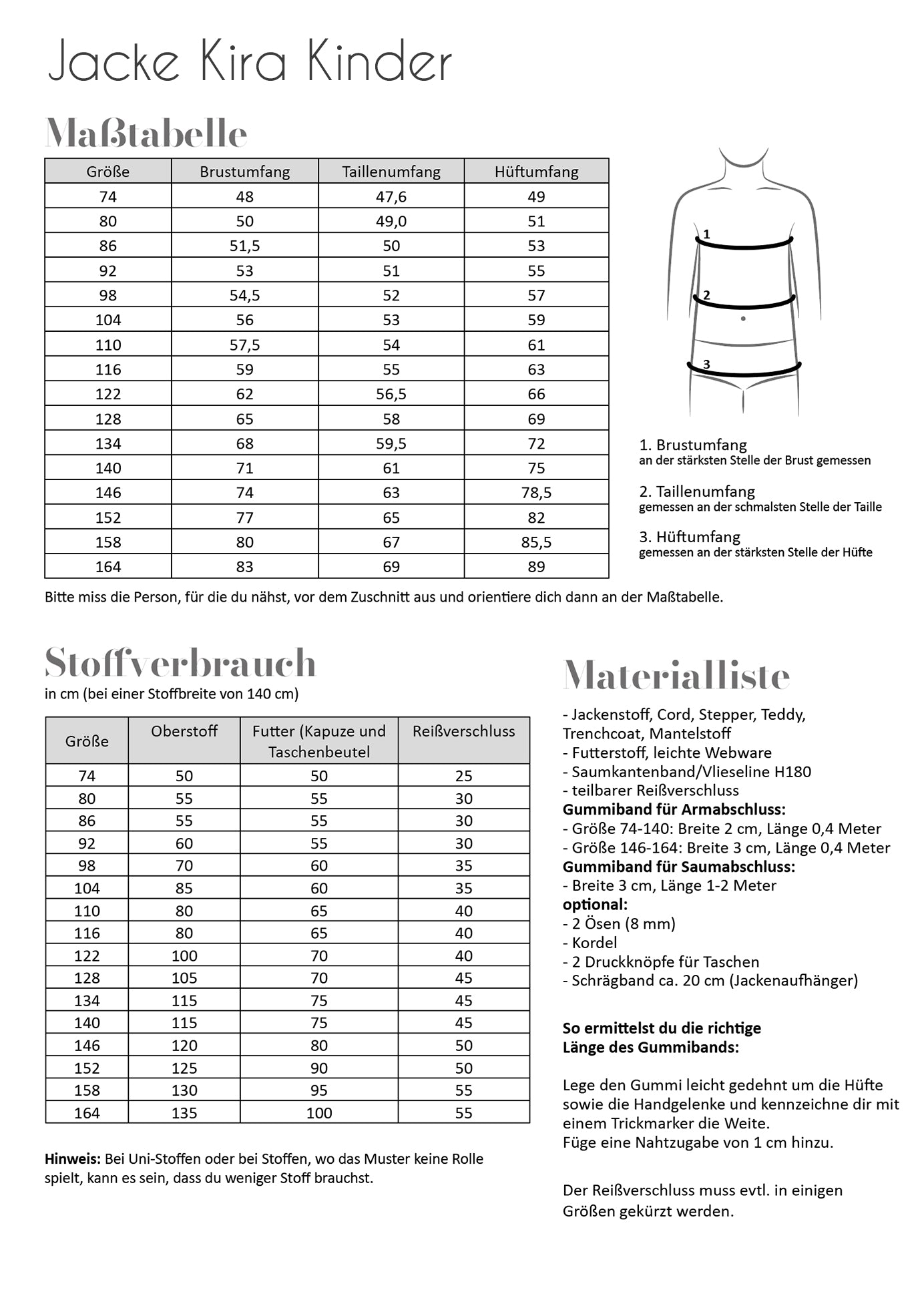 Fadenkäfer Schnittmuster "Jacke Kira" Kinder