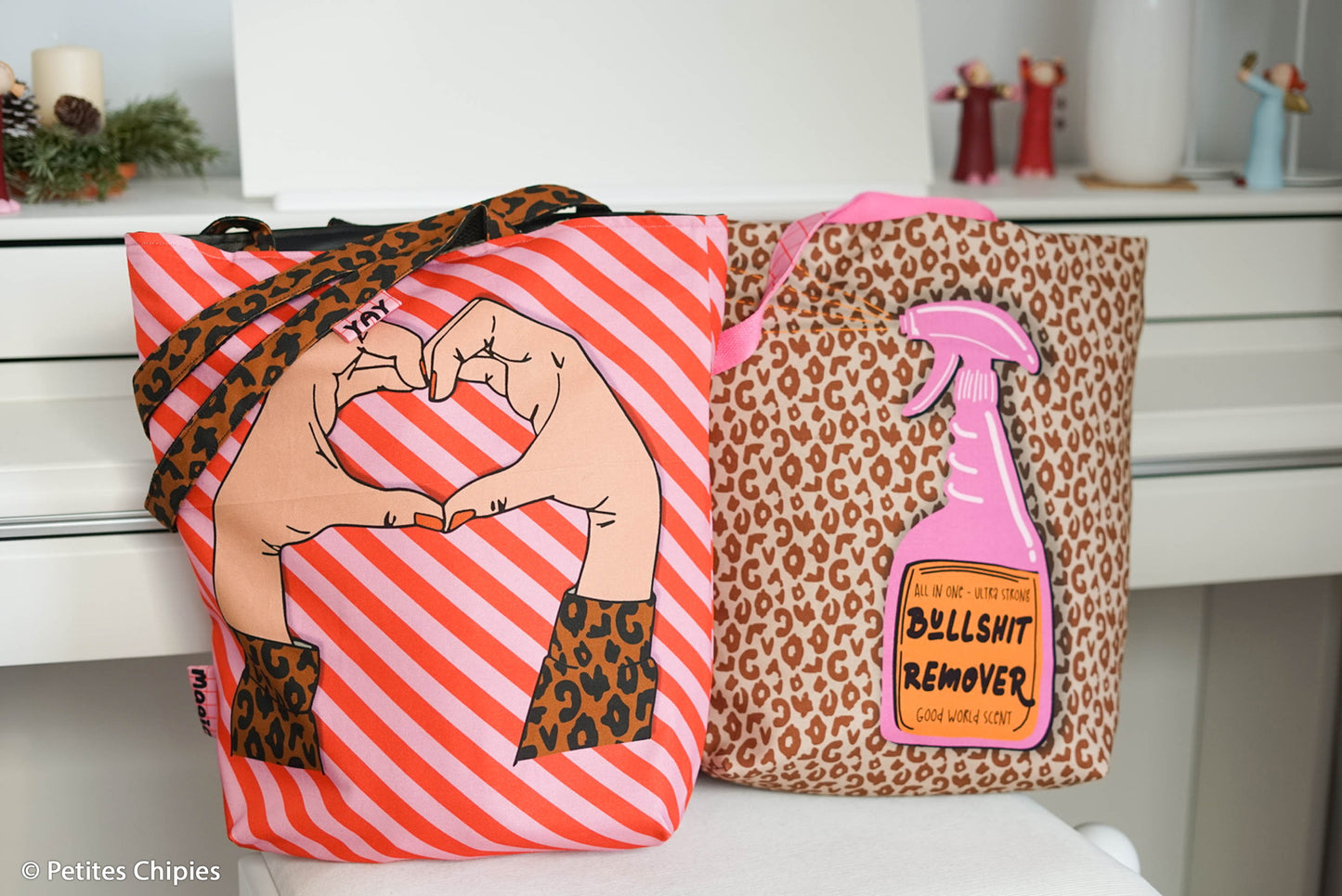 Taschen Panel Cherry Picking Bag 85 cm Herz Sprühflasche Leo Streifen