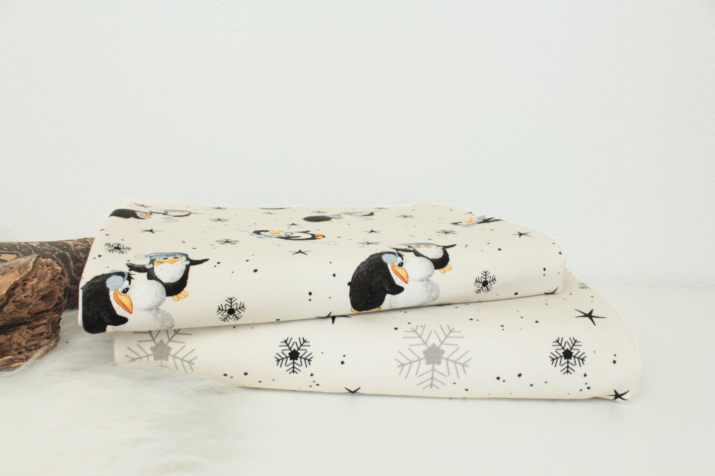 Sweat French Terry Funtarktis by Sabine Marschall Swafing Pinguin naturweiß