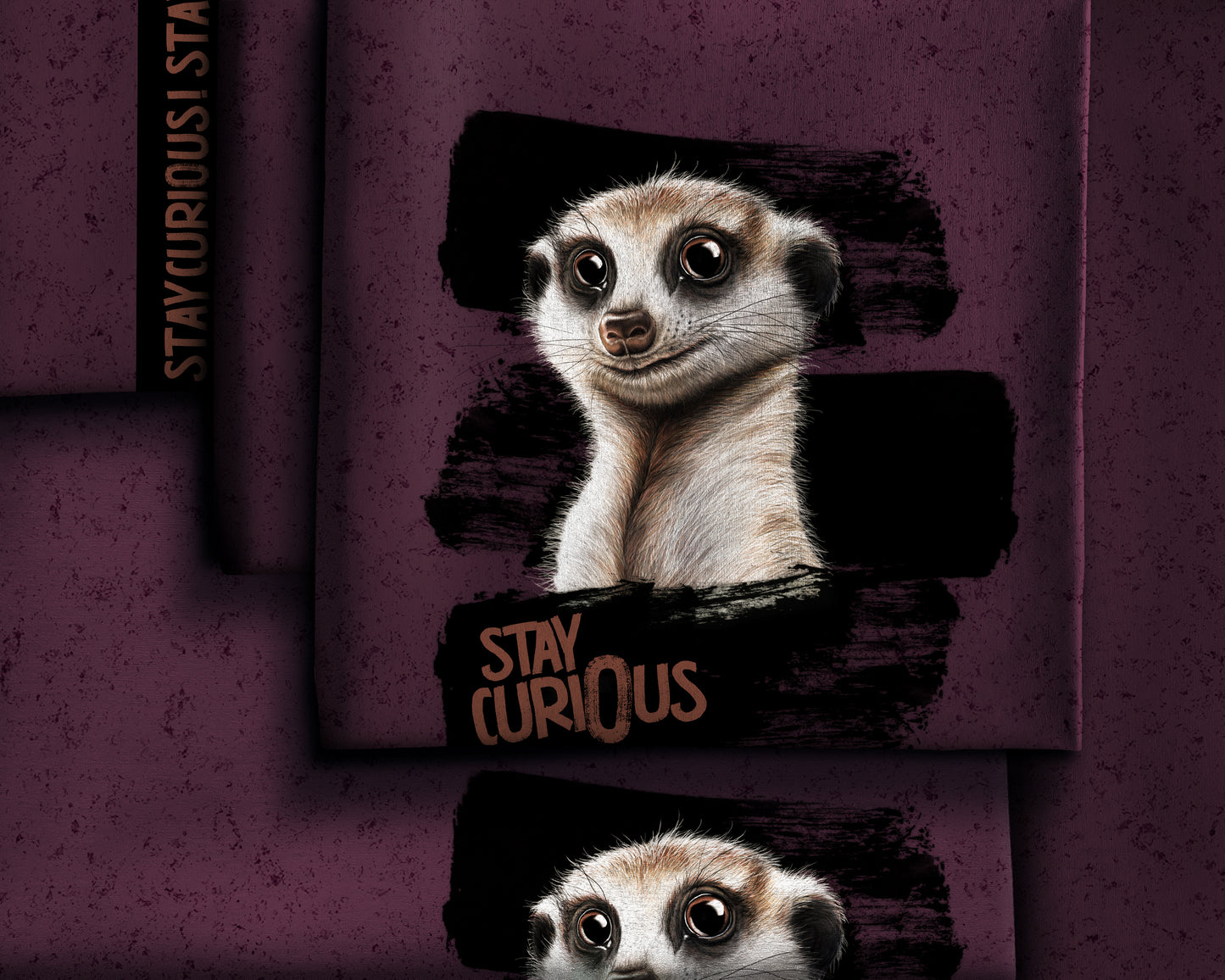 French Terry Panel Erdmännchen Stay Curious by Thorsten Berger bordeaux Swafing