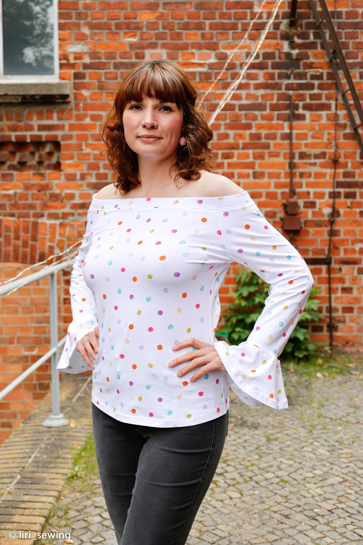 Baumwolljersey bunte Punkte Flowerpop by Hip Som Hap von Swafing weiß