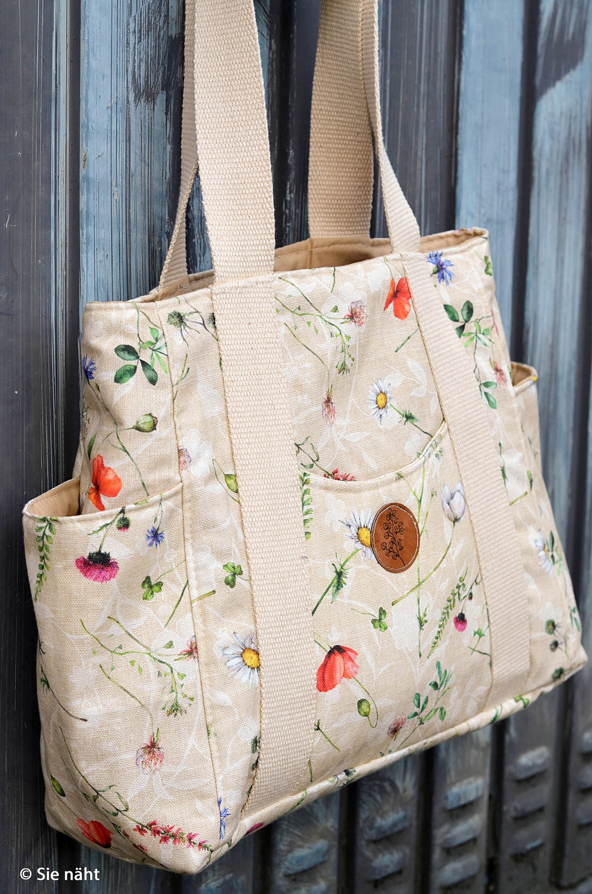 Canvas Leinenoptik Blumen beige Swafing Wilma