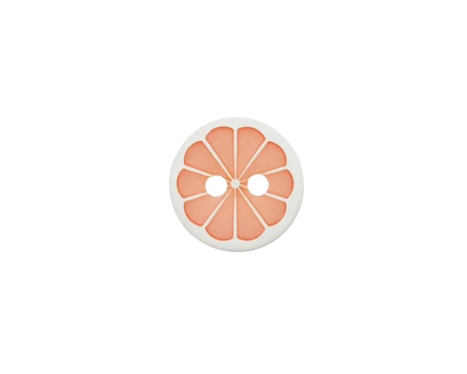 Polyesterknopf Citrus 2 Loch  Ø 11mm
weiss / orange