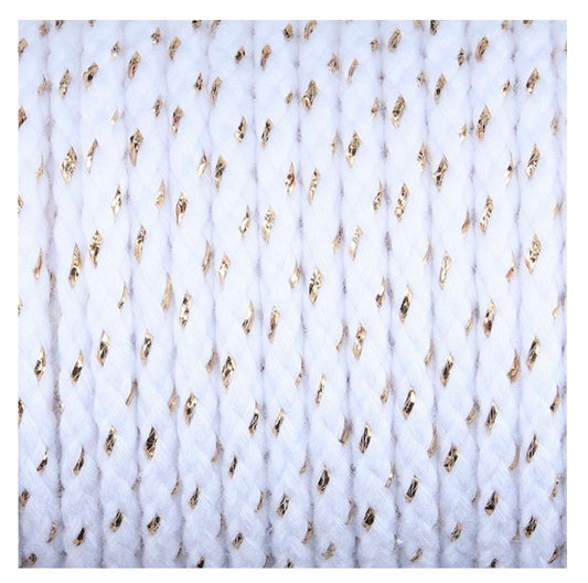 Baumwollkordel mit Lurex
6mm weiß / gold