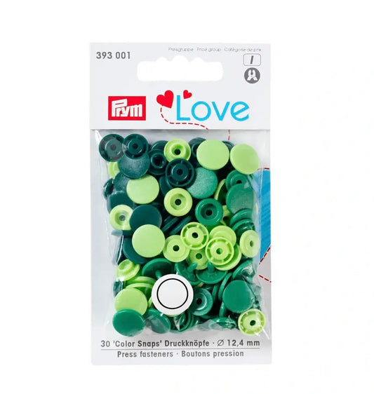 Prym Love Color Snaps Ø12,4 mm 30Stück grün sortiert