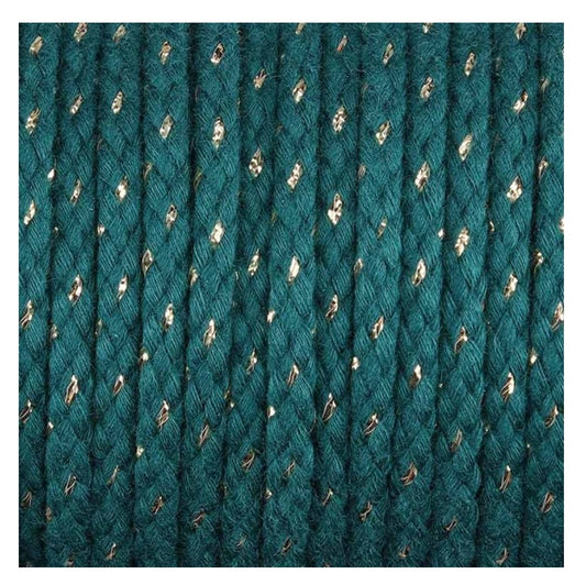 Baumwollkordel Lurex
6mm grün / gold
