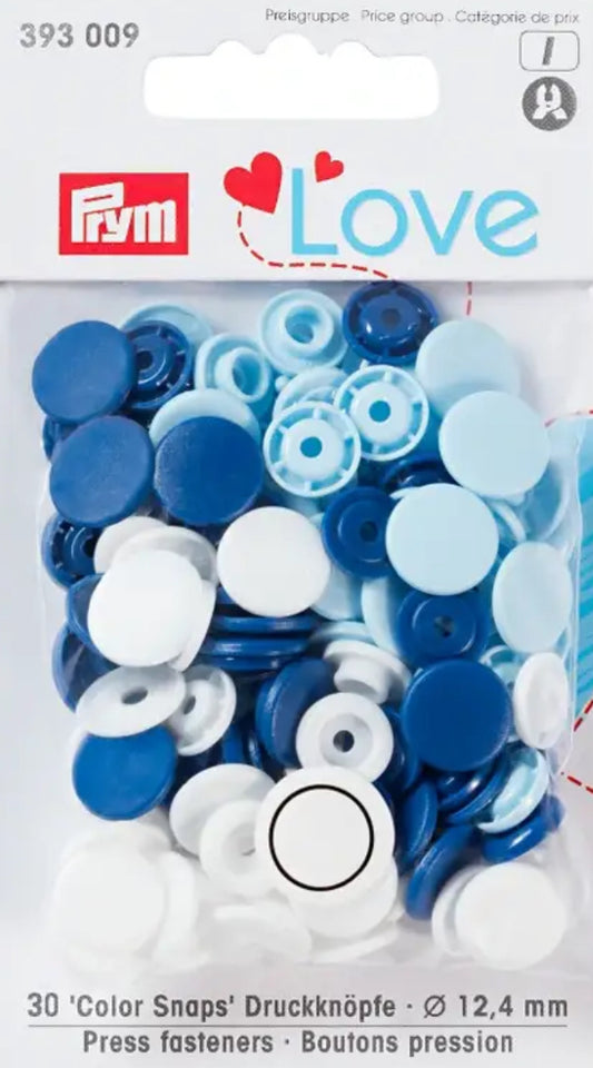 Prym Love Color Snaps Ø12,4 mm 30Stück blau / weiss sortiert
