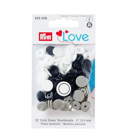 Prym Love Color Snaps Ø12,4 mm grau marine weiss sort. 30Stck