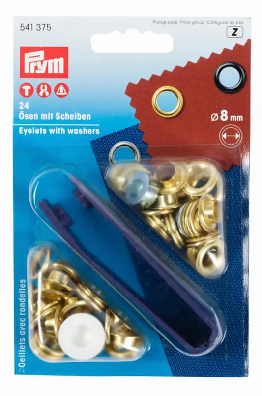 Prym Ösen mit Scheiben 8mm
gold