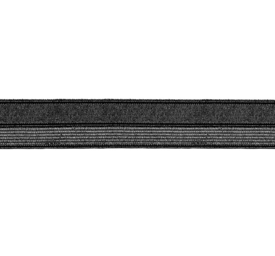 Einfassband elastisch mit Glitzer
schwarz / silber 17mm