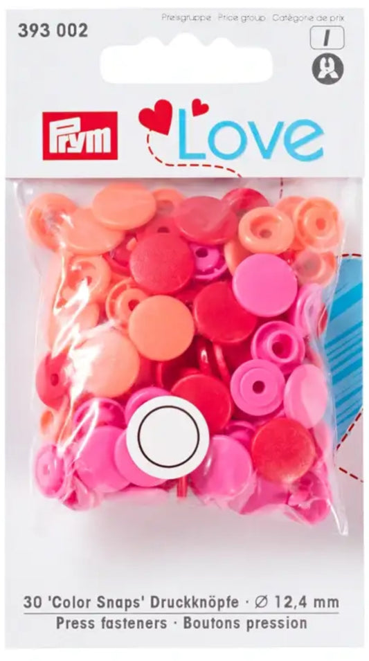 Prym Love Color Snaps Ø12,4 mm 30Stück pink / rot sortiert