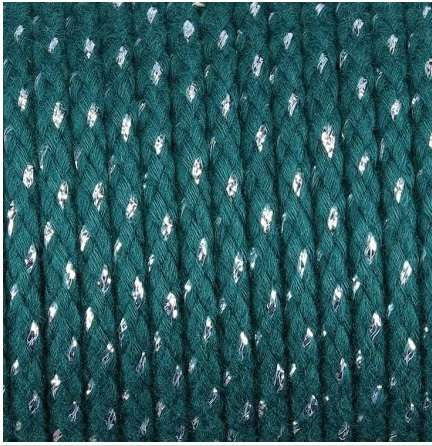 Baumwollkordel mit Lurex
6mm smaragdgrün / silber
