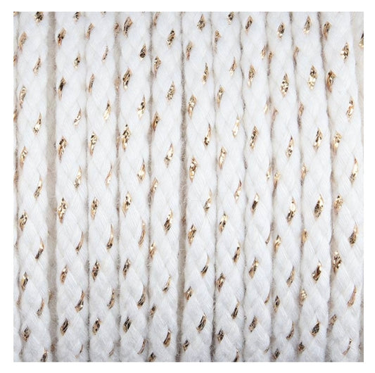 Baumwollkordel mit Lurex
6mm natur / gold