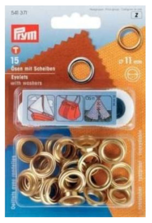 Prym Ösen mit Scheiben 11mm Gold