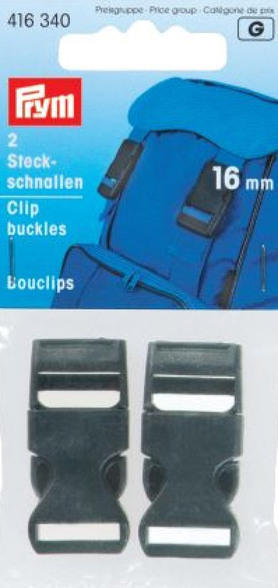 Prym Steckschnallen 2 Stck schwarz 16mm