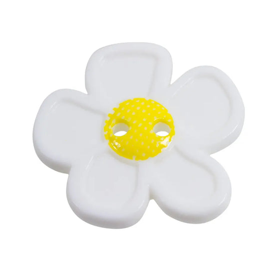 Kinderknopf 2-Loch Blume weiss 20mm