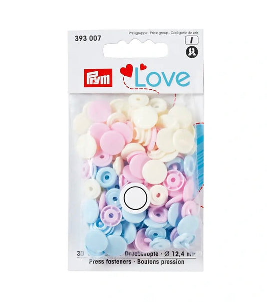 Prym Love Color Snaps Ø12,4 mm rosa hellblau creme sort. 30Stck