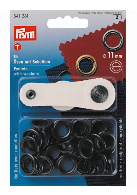 Prym Ösen mit Scheiben
11mm brüniert