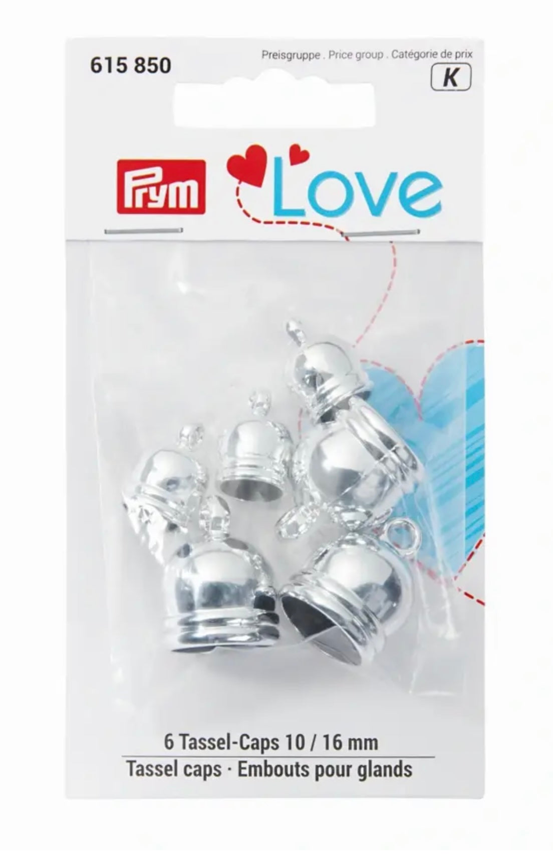 Prym Love 6 Tassel Caps 10 / 16 mm
silber