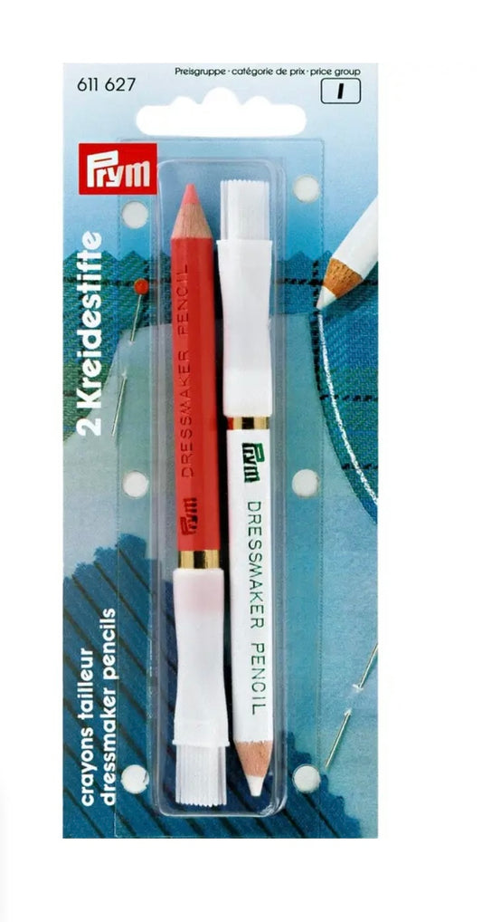 Prym Kreidestifte mit Bürste 2 Stück weiß/Pink