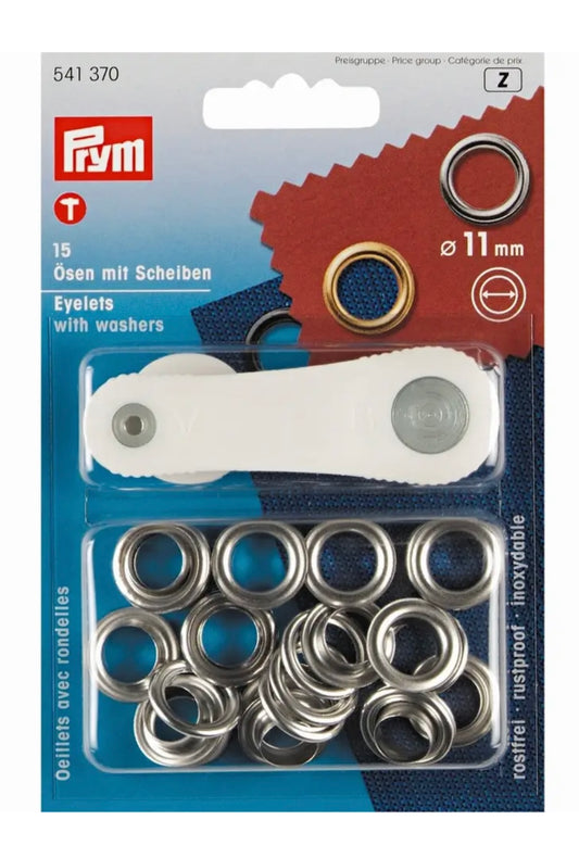 Prym Öesen mit Scheiben 11mm silber