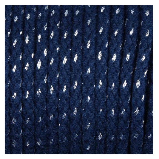 Baumwollkordel mit Lurex
6mm marine / silber