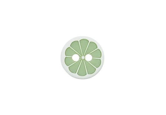 Polyesterknopf Citrus 2 Loch  Ø 11mm
weiss / grün